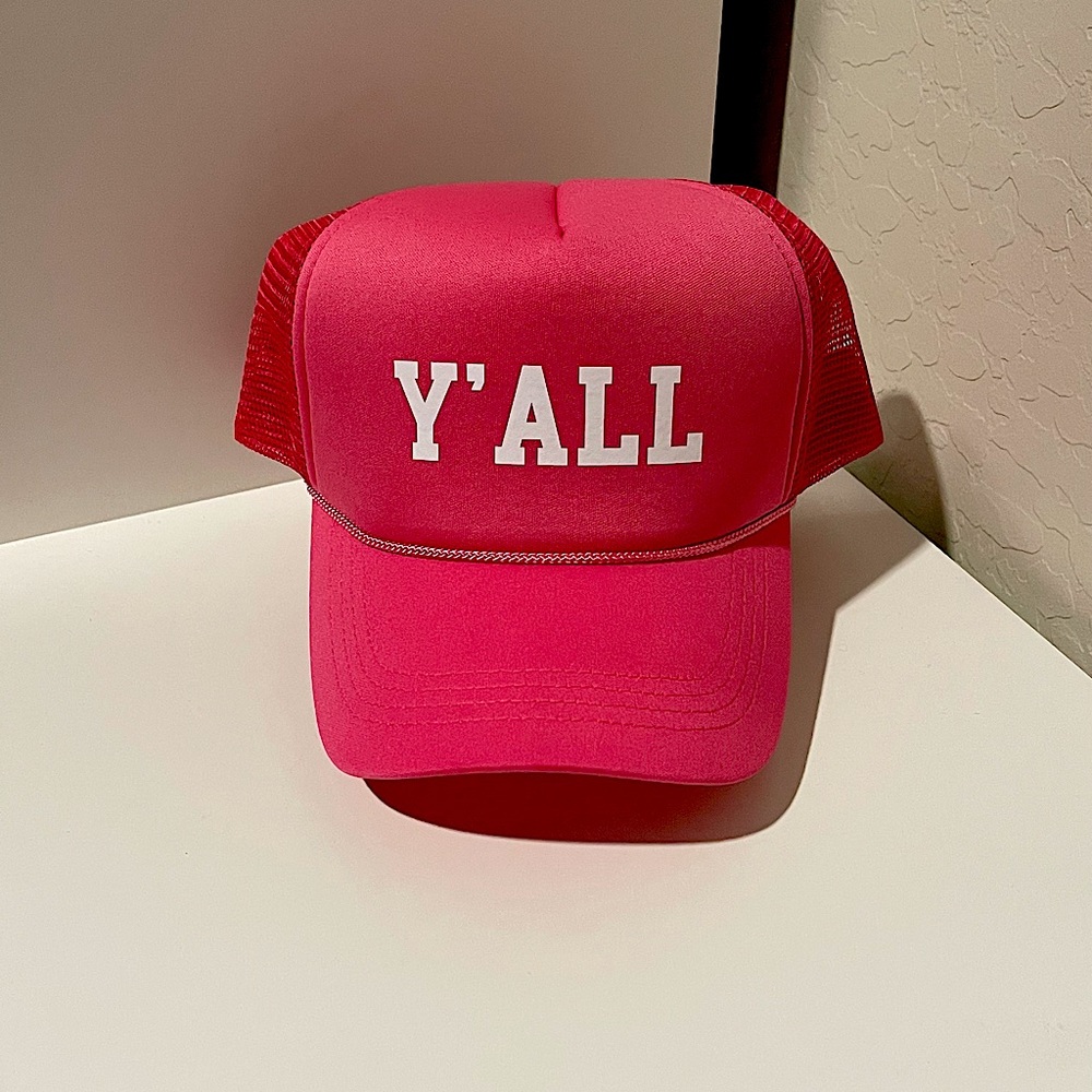 Trucker Hat Mesh Foam Cap Snapback Baseball Adjustable Y'ALL Pink Hats